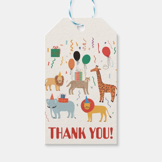 Jungle Animal 2nd Birthday Gift Tags (Front)