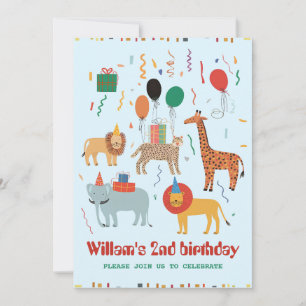 Jungle Animal 2nd Birthday Invitation