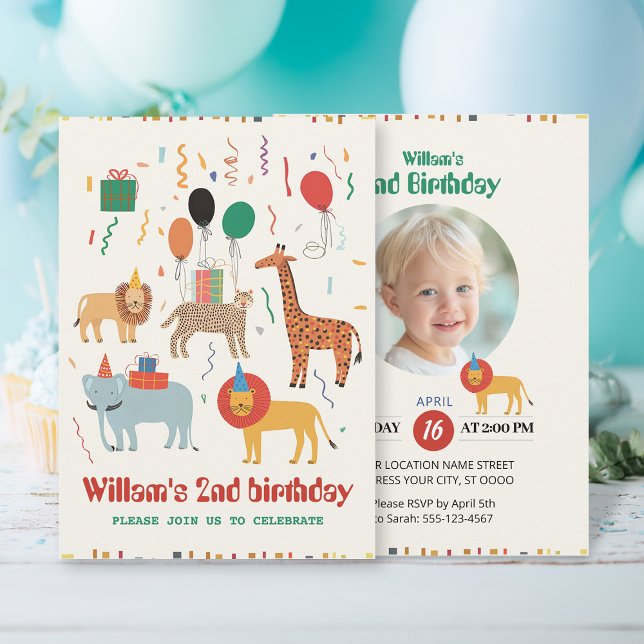 Jungle Animal 2nd Birthday Invitation (Creator Uploaded)