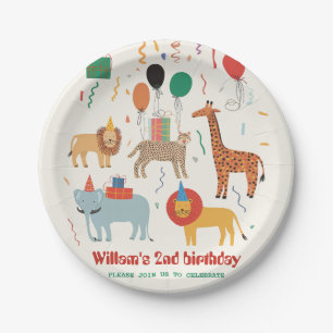Jungle Animal 2nd Birthday Paper Plate