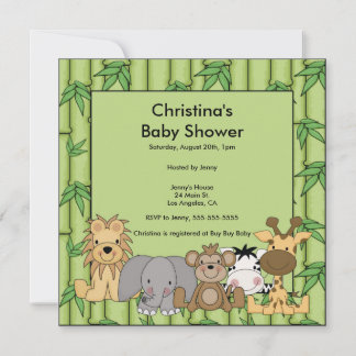 Jungle Animal Baby Shower Invitation