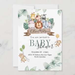 Jungle Animal Baby Shower  Invitation