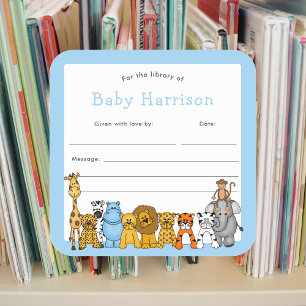 Jungle Animal Bookplate, baby's first library Square Sticker