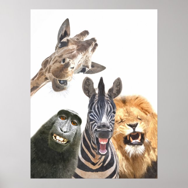 Jungle animal friends funny portrait poster (Front)