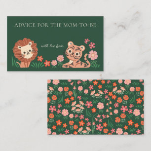 Jungle Animal Lion Tiger Baby Shower Advice Card