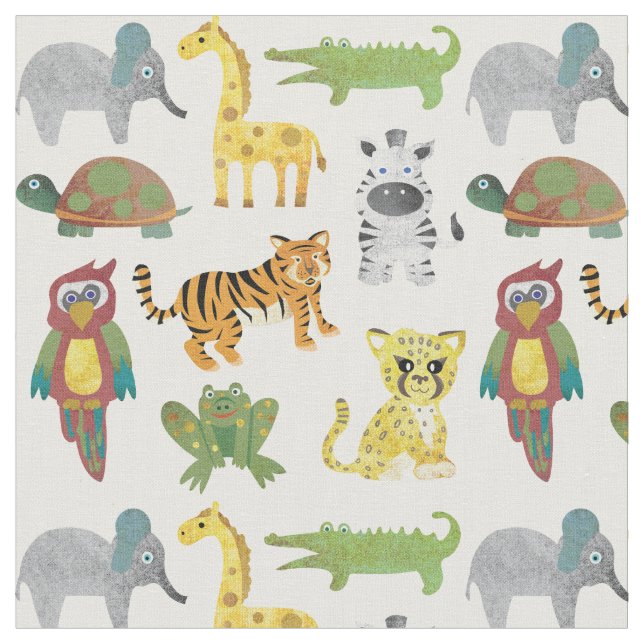 Jungle Animal Nursery Fabric (Close Up)