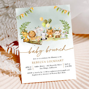 Jungle Animal Party Boy Baby Brunch Invitation