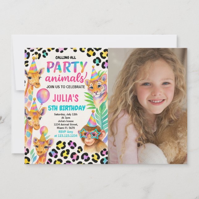 Jungle Animal Party for Kids Invitation (Front)