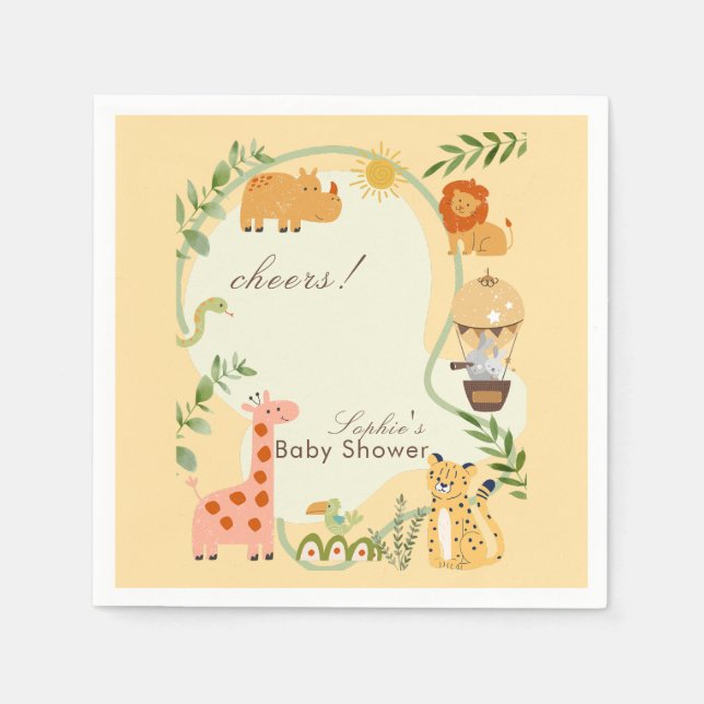 Jungle Animal Safari Adventure Awaits Napkin (Front)