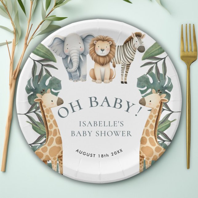 Jungle Animal Safari Greenery Baby Shower Paper Plate (Jungle Animal Safari Greenery Baby Shower Paper Plates)