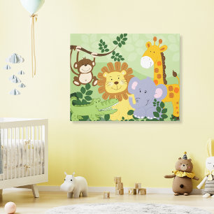 Jungle Animal Safari Nursery Art Canvas 16x20