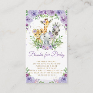 Jungle Animal Safari Purple Floral Books for Baby  Enclosure Card