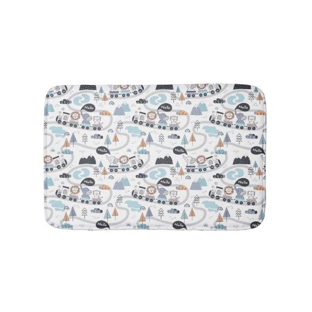 Jungle Animal Train Baby Toddler Boy Kids Bathroom Bath Mat (Front)