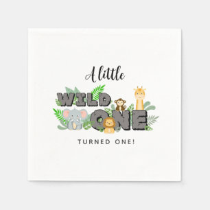 Jungle Animal Wild One Birthday Napkins