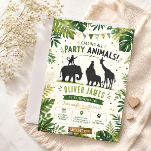 Jungle Animals 10th Birthday Invitation