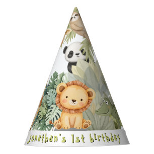 Jungle Animals 1st Birthday Party Hat