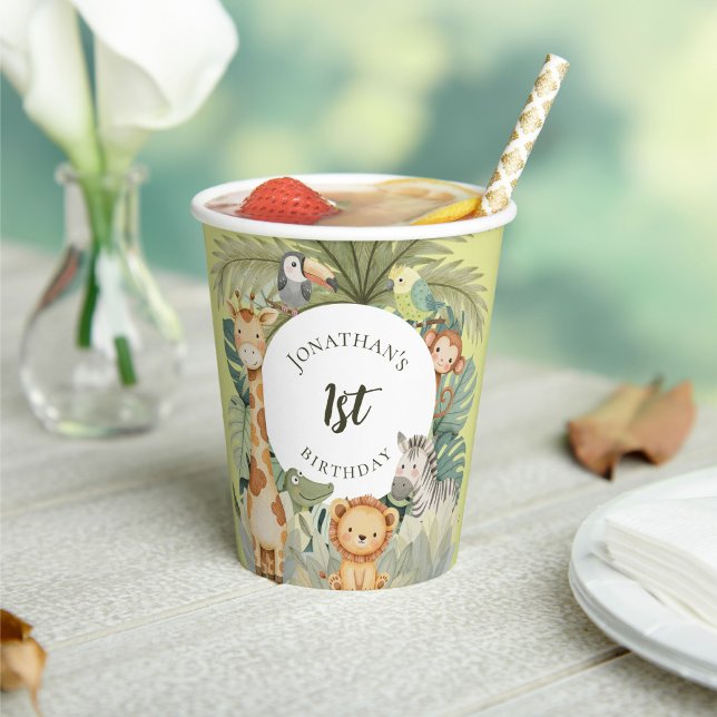 Jungle Animals 1st Birthday Party Paper Cups (Creator Uploaded)