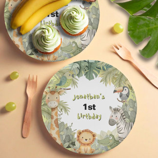 Jungle Animals 1st Birthday Party Paper Plates