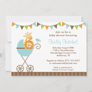 Jungle Animals and Bunting Invitations