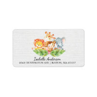 Jungle Animals Baby Shower Address Label