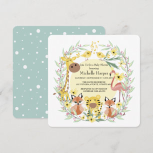 Jungle animals baby shower boy or girl. holiday card