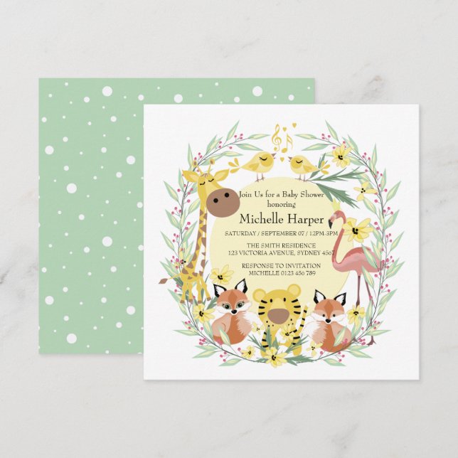 Jungle animals baby shower boy or girl. holiday card (Front/Back)