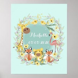 Jungle animals baby shower boy or girl. poster