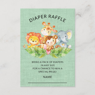 Jungle Animals Baby Shower Diaper Raffle Ticket Invitation
