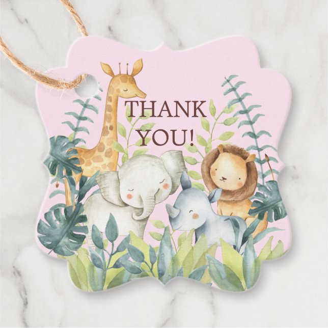 Jungle Animals Baby Shower Favour Gift Tag (Front)