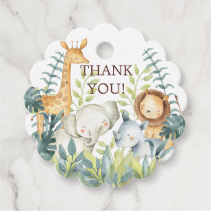 Jungle Animals Baby Shower Favour Gift Tag