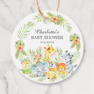 Jungle Animals Baby Shower Favour Gift Tag