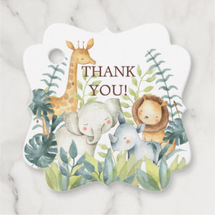Jungle Animals Baby Shower Favour Gift Tag