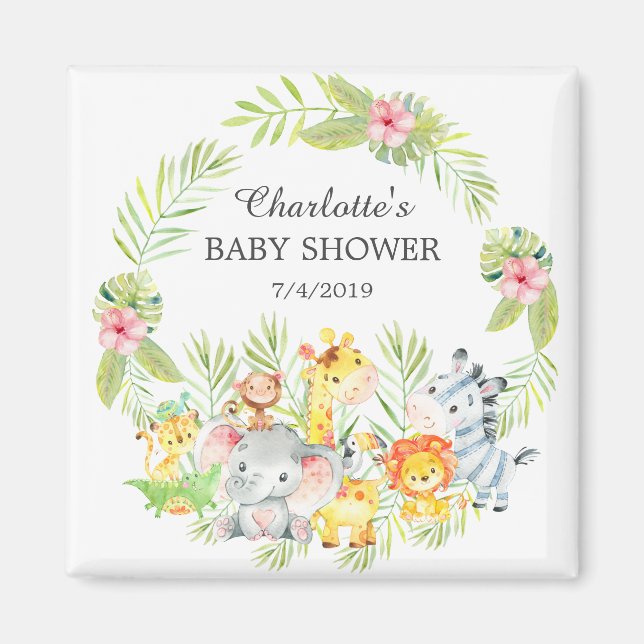 Jungle Animals Baby Shower Favour  Magnet (Front)