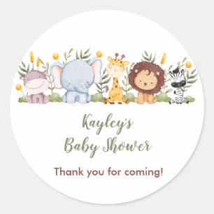 Jungle Animals Baby Shower Favour Stickers