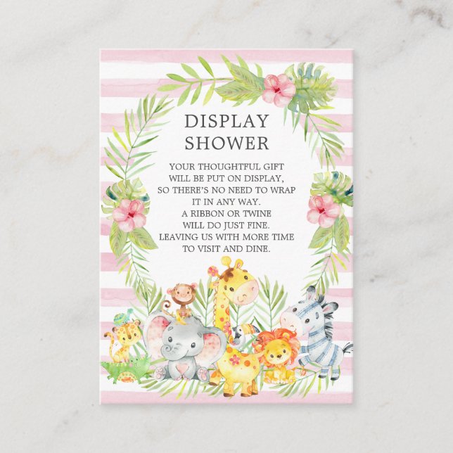 Jungle Animals Baby Shower Gift Display Shower Enclosure Card (Front)