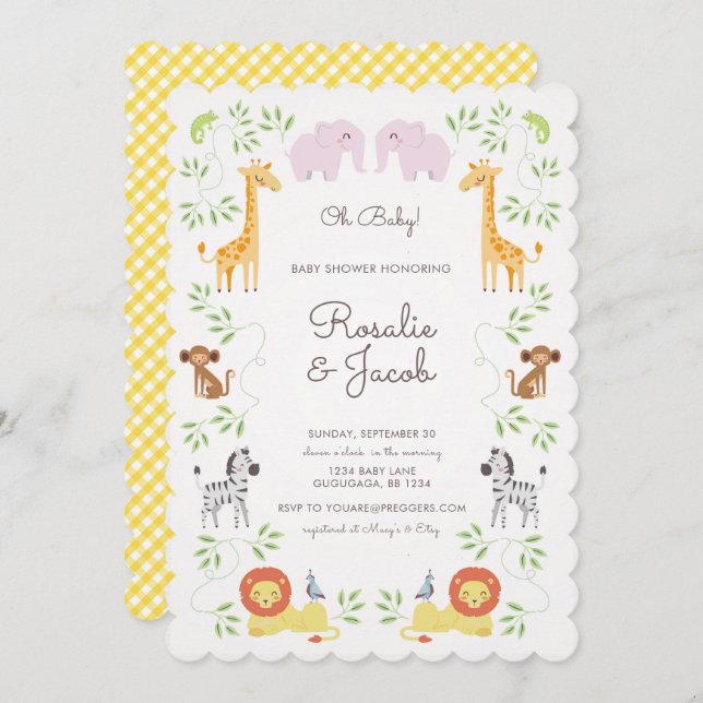 Jungle Animals Baby Shower Invitation (Front/Back)