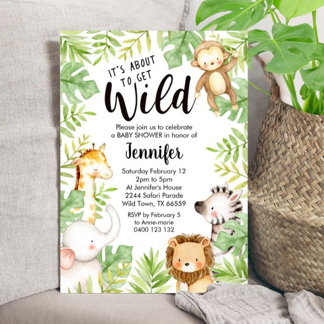 Jungle Animals Baby Shower Invitation Safari Baby (Creator Uploaded)