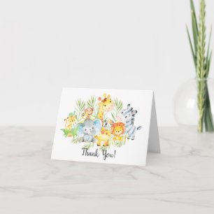 Jungle Animals Baby Shower Thank You Note Card