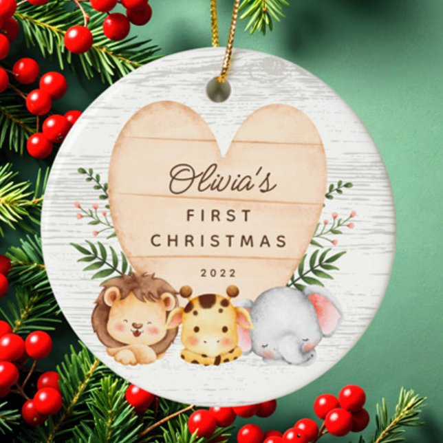 Jungle Animals Baby's First Christmas Ceramic Tree Decoration (Creator Uploaded)