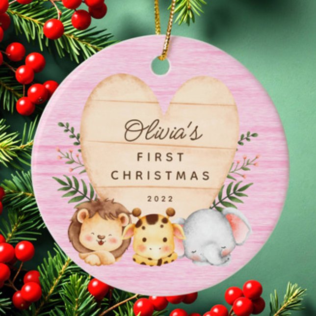 Jungle Animals Baby's First Christmas Ceramic Tree Decoration (Creator Uploaded)