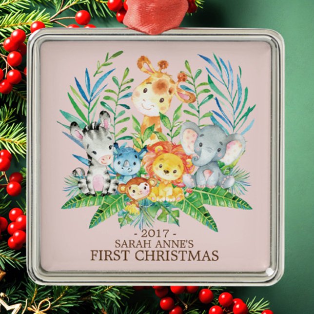 Jungle  Animals Baby's First Christmas Ornament (Creator Uploaded)
