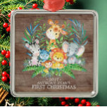 Jungle  Animals Baby's First Christmas Ornament<br><div class="desc">Cute safari animals for a baby boy or baby girls first Christmas. Our cute jungle scene features a giraffe,  monkey,  elephant,  zebra,  hippo & lion. Matching items available in our shop.</div>