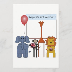 Jungle Animals Birthday Party Invitation -  No. 1 