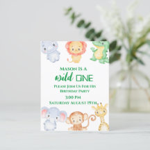 Jungle Animals Birthday Party Invitation    Postca