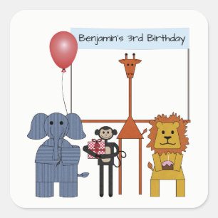 Jungle Animals Birthday Party Square Sticker