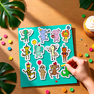 Jungle Animals Birthday Sticker sheet