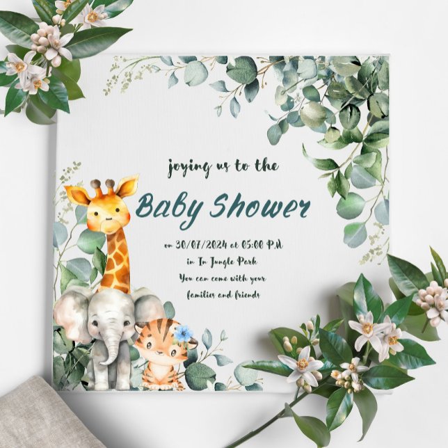 Jungle Animals Boy Baby Shower Invitation (Creator Uploaded)