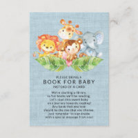 Jungle Animals Boys Baby Shower Book for Baby