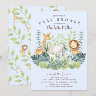 Jungle Animals Boys Baby Shower Invitation