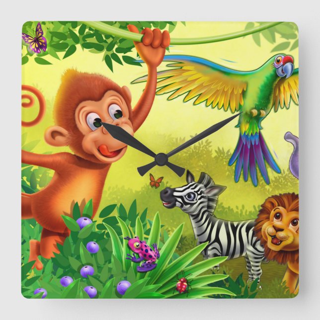 Jungle animals children's clock (Front)